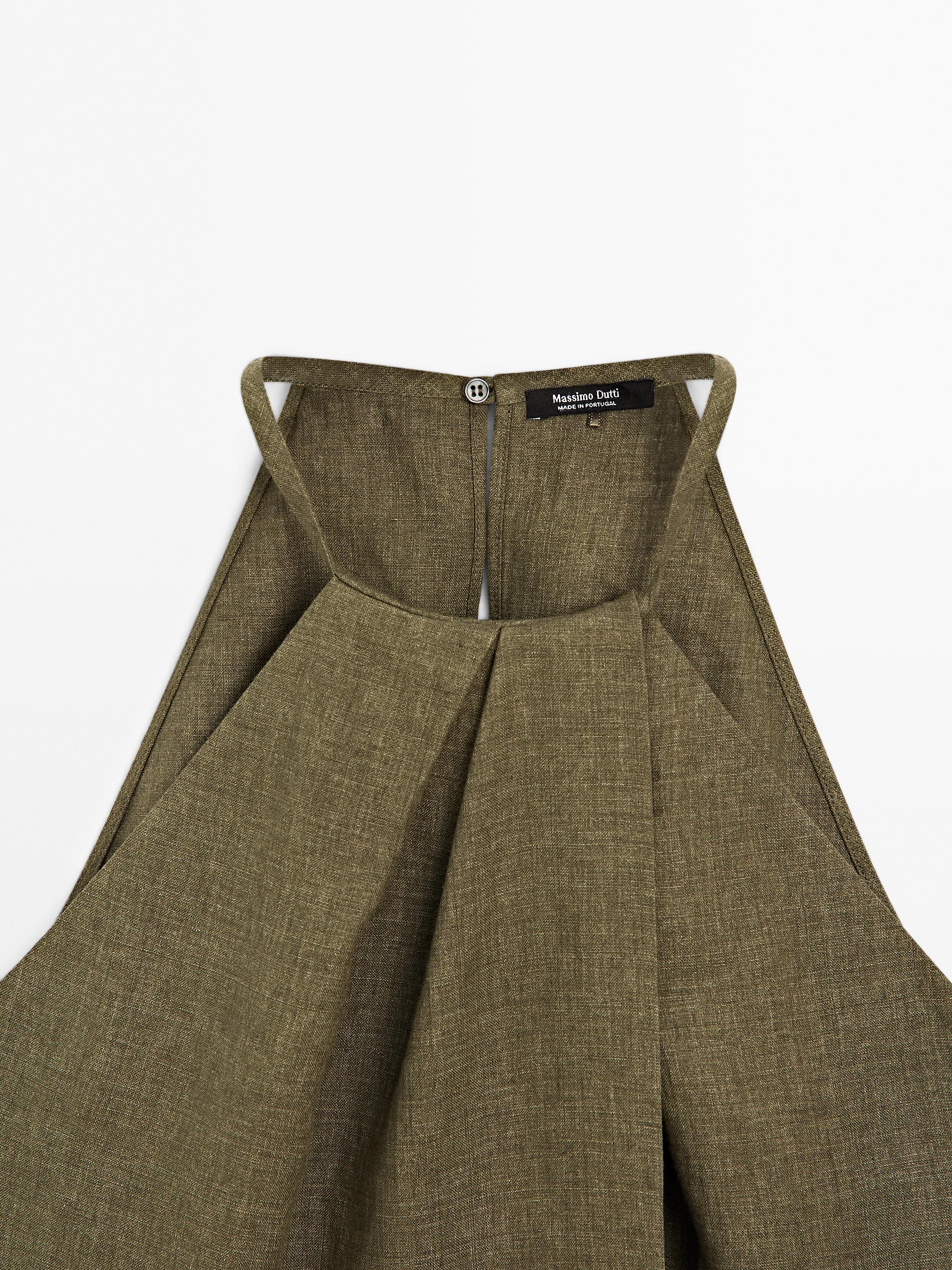 100% linen crossover halter top